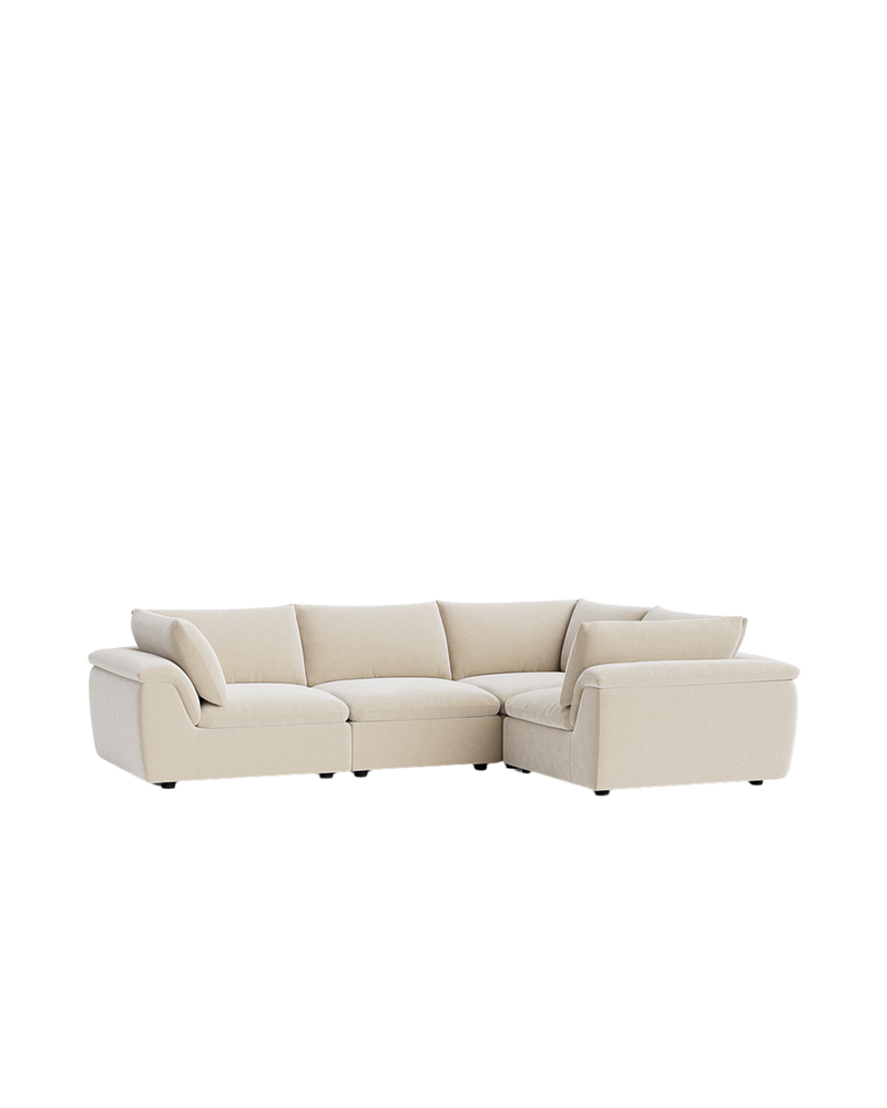 Melt Closed Chaise Sofa - Eden Ecru