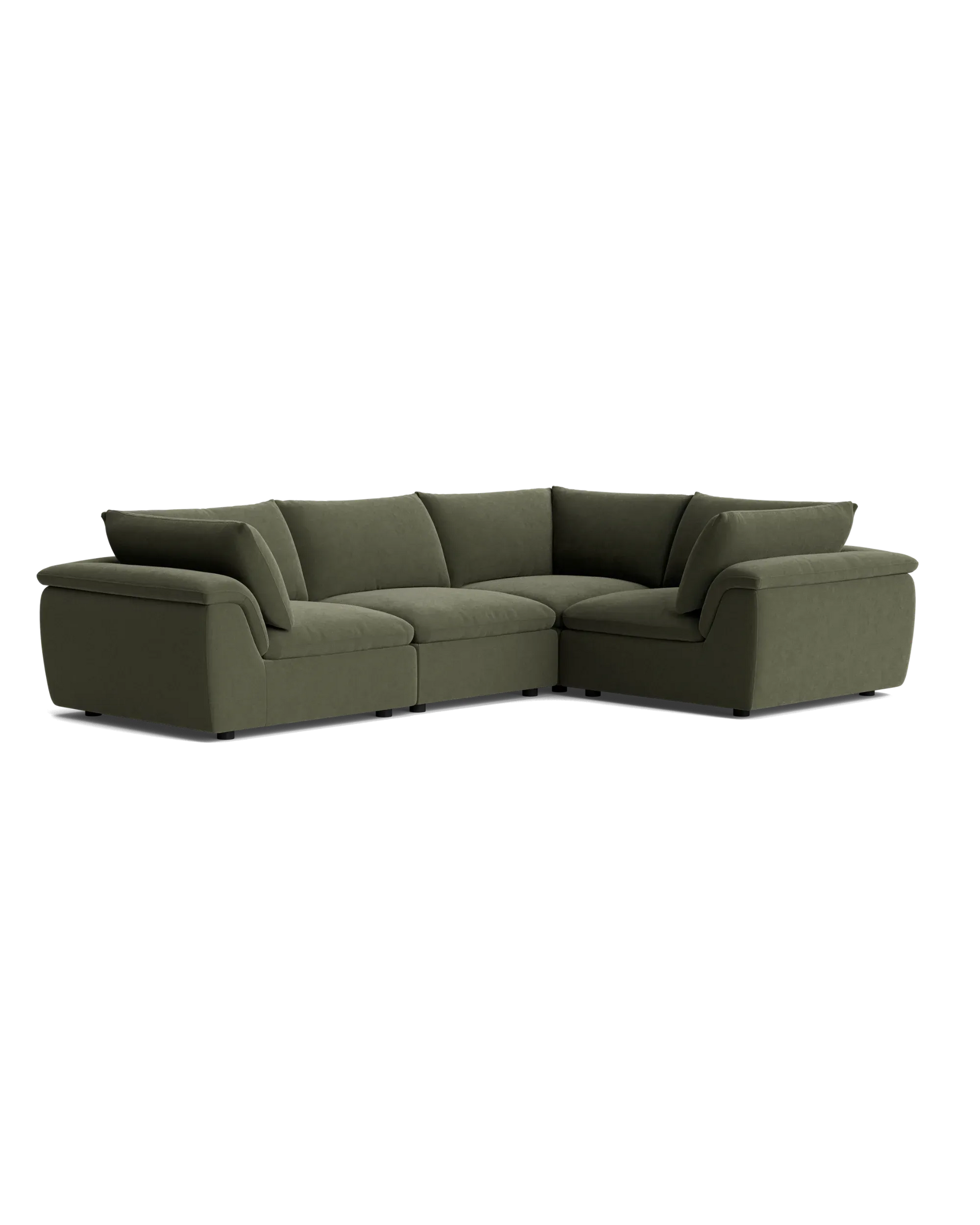 Melt Closed Chaise Sofa - Eden Leaf