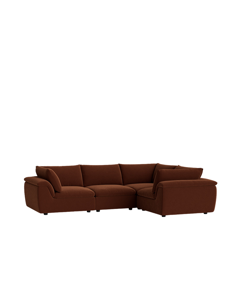 Melt Closed Chaise Sofa - Eden Brick