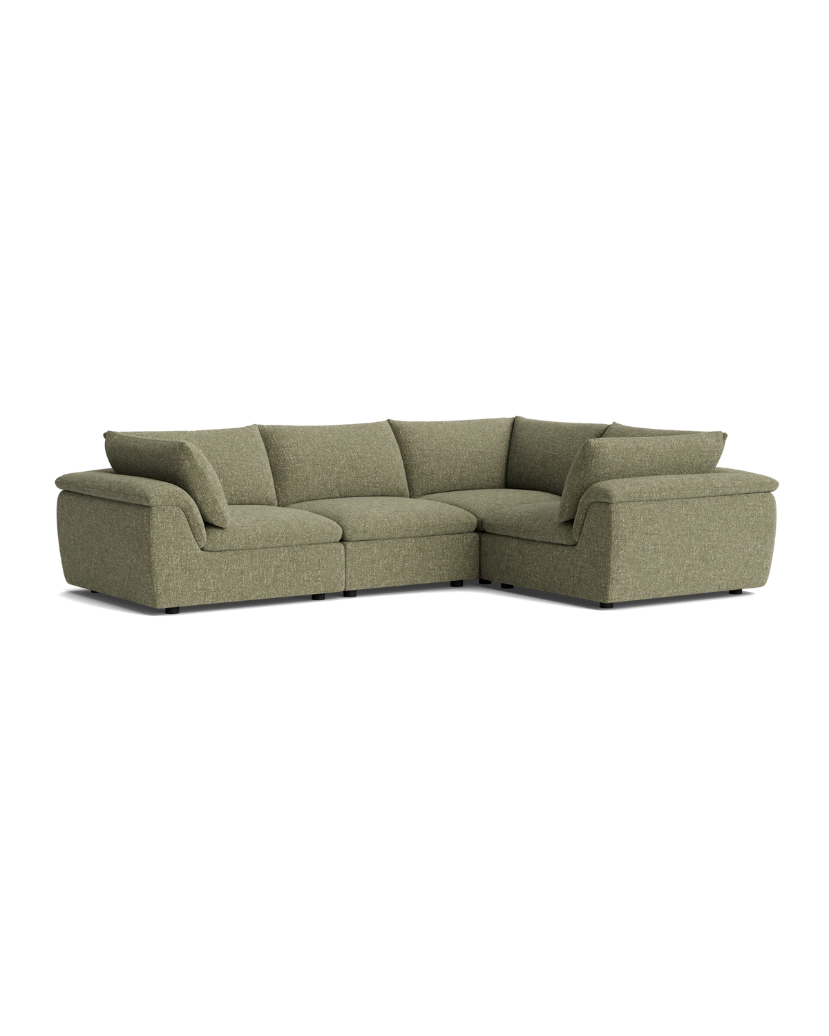 Melt Closed Chaise Sofa - Fleck Olive