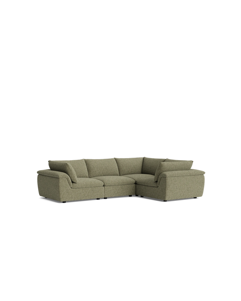 Melt Closed Chaise Sofa - Fleck Olive