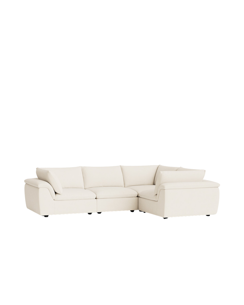 Melt Closed Chaise Sofa - Fossil Vanilla