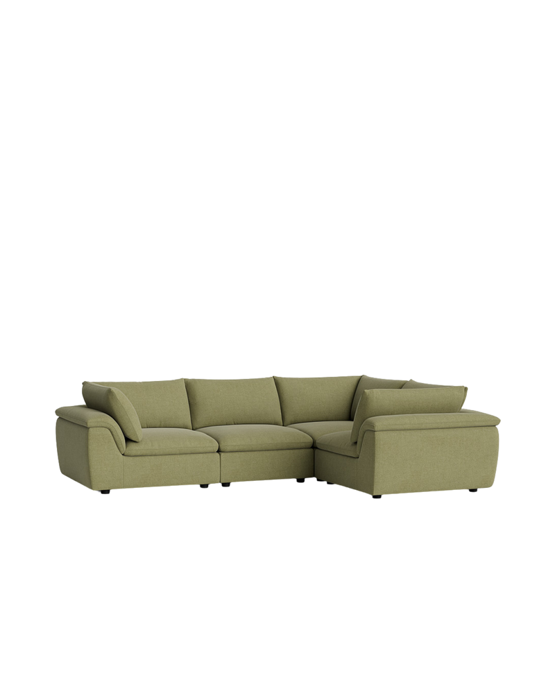 Melt Closed Chaise Sofa - Fossil Eucalyptus