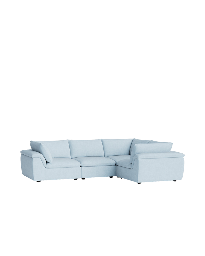 Melt Closed Chaise Sofa - Fossil Powder Blue