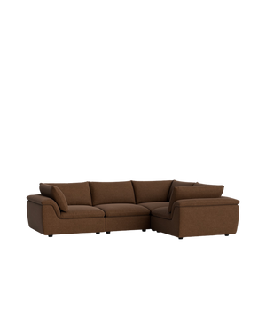 Melt Closed Chaise Sofa - Fossil Chocolate