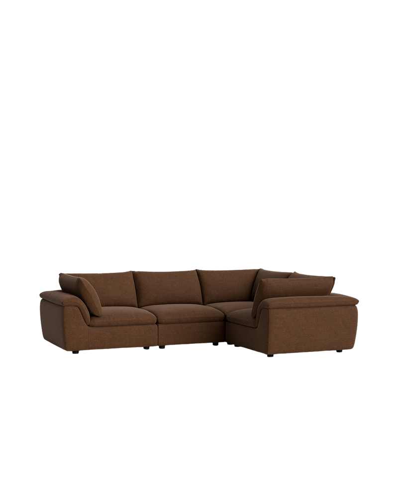 Melt Closed Chaise Sofa - Fossil Chocolate