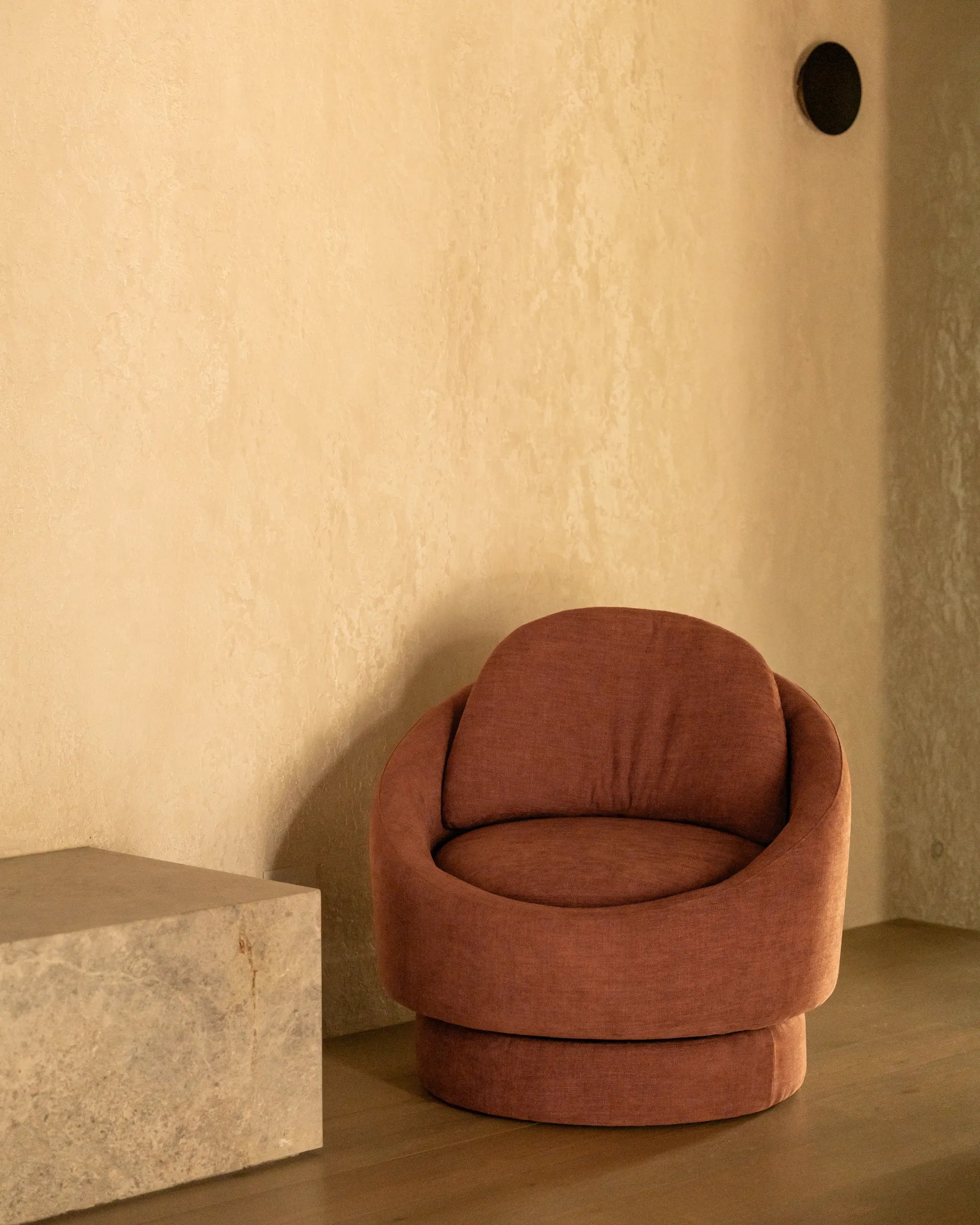 Halo Swivel Armchair - Silas Cherry