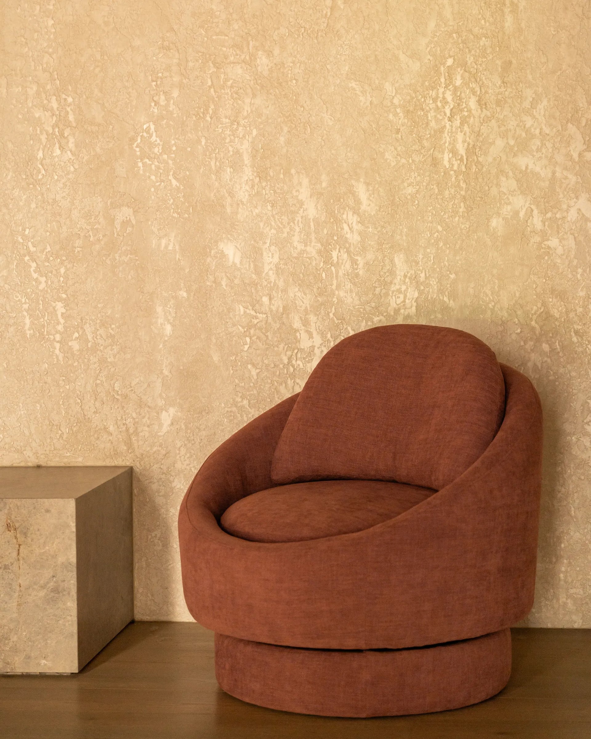Halo Swivel Armchair - Silas Cherry