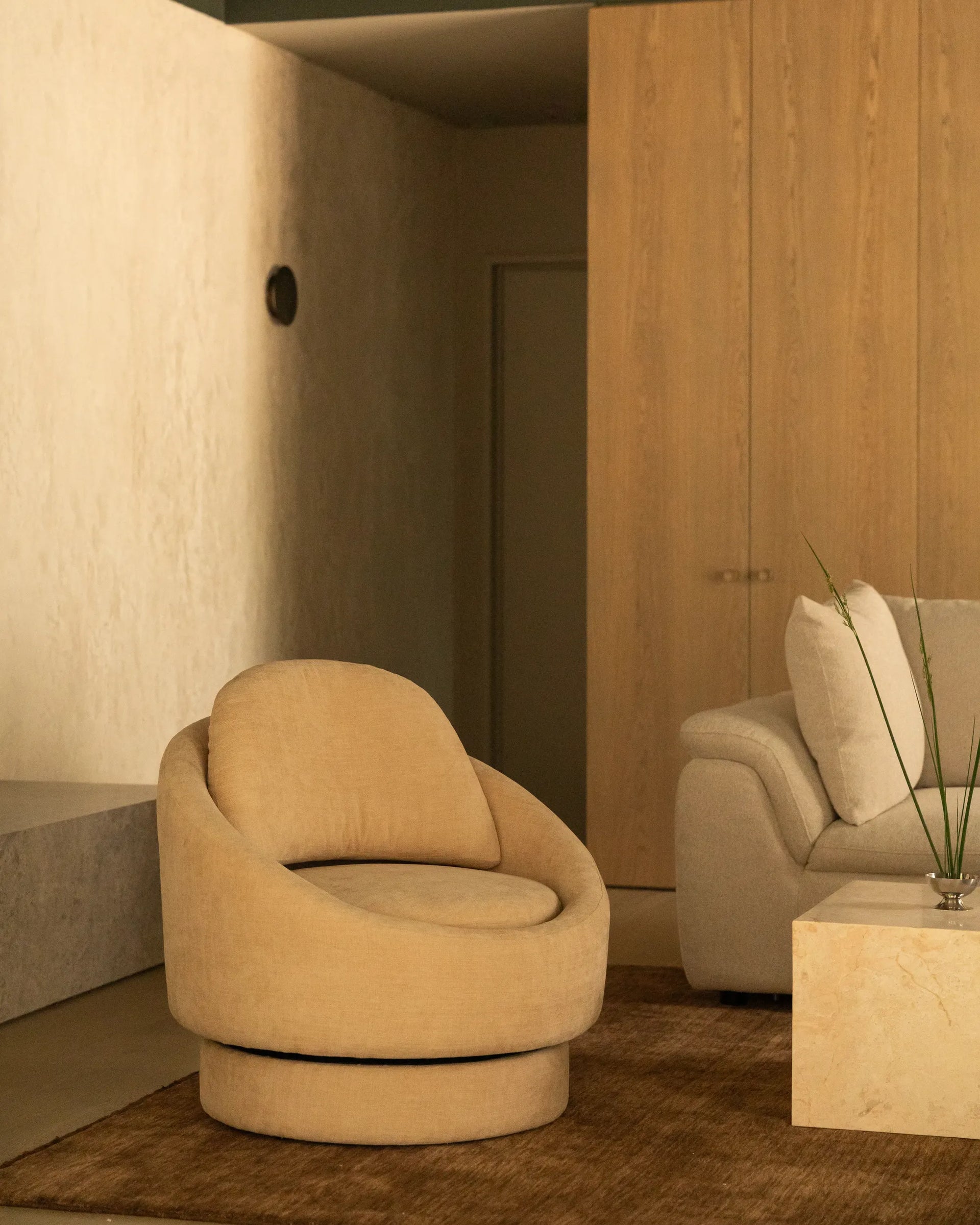 Halo Swivel Armchair - Silas Honey