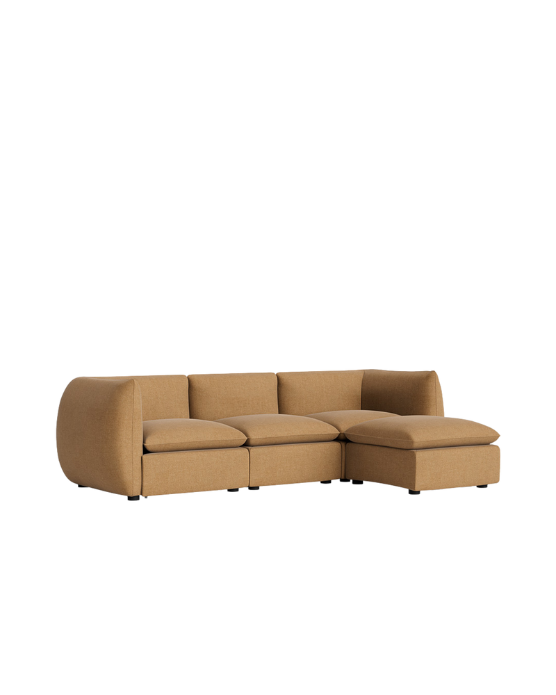 Muro 4 Seater Chaise Sofa - Fossil Fawn