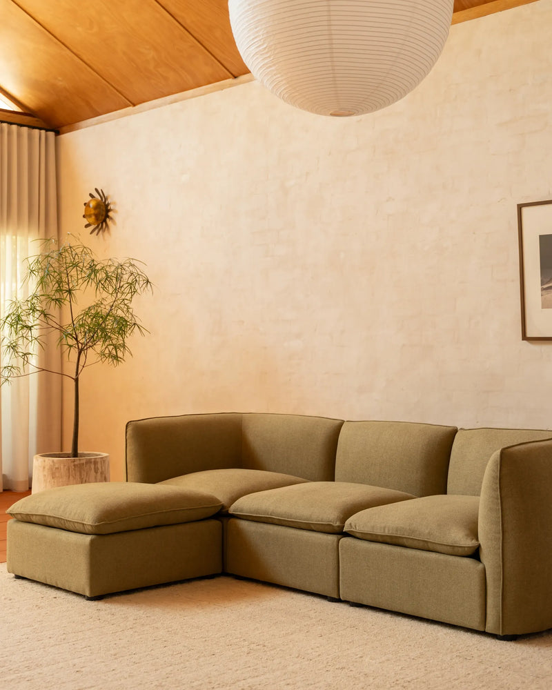 Muro 4 Seater Chaise Sofa - Fossil Eucalyptus