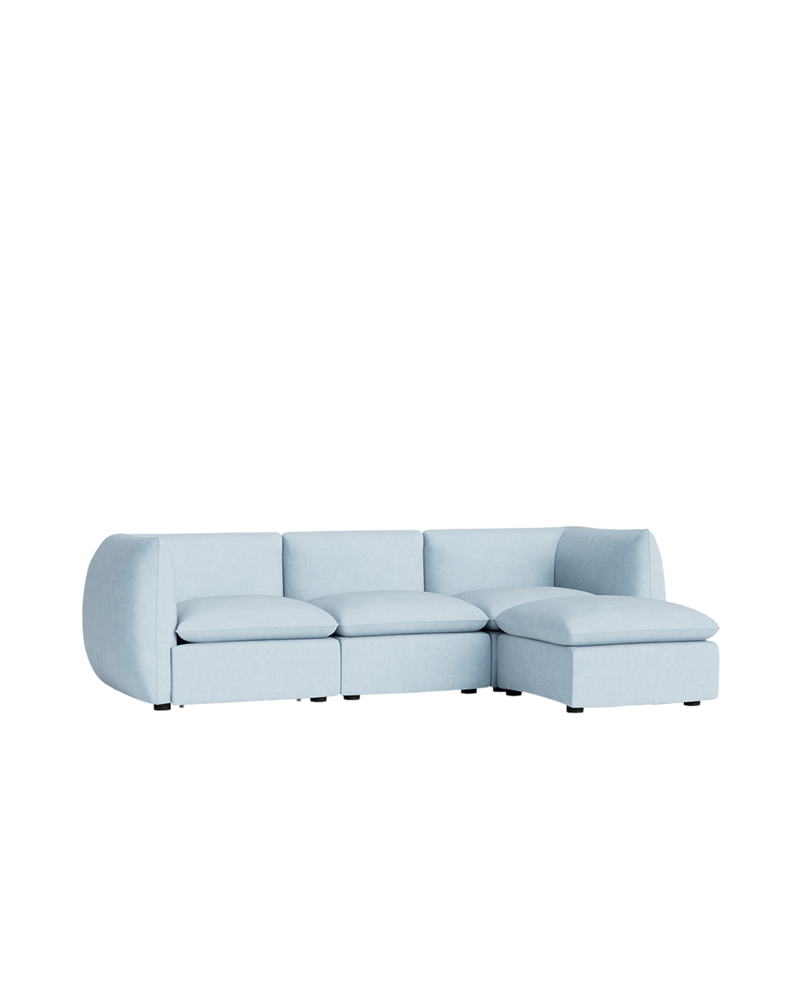 Muro 4 Seater Chaise Sofa - Fossil Powder Blue