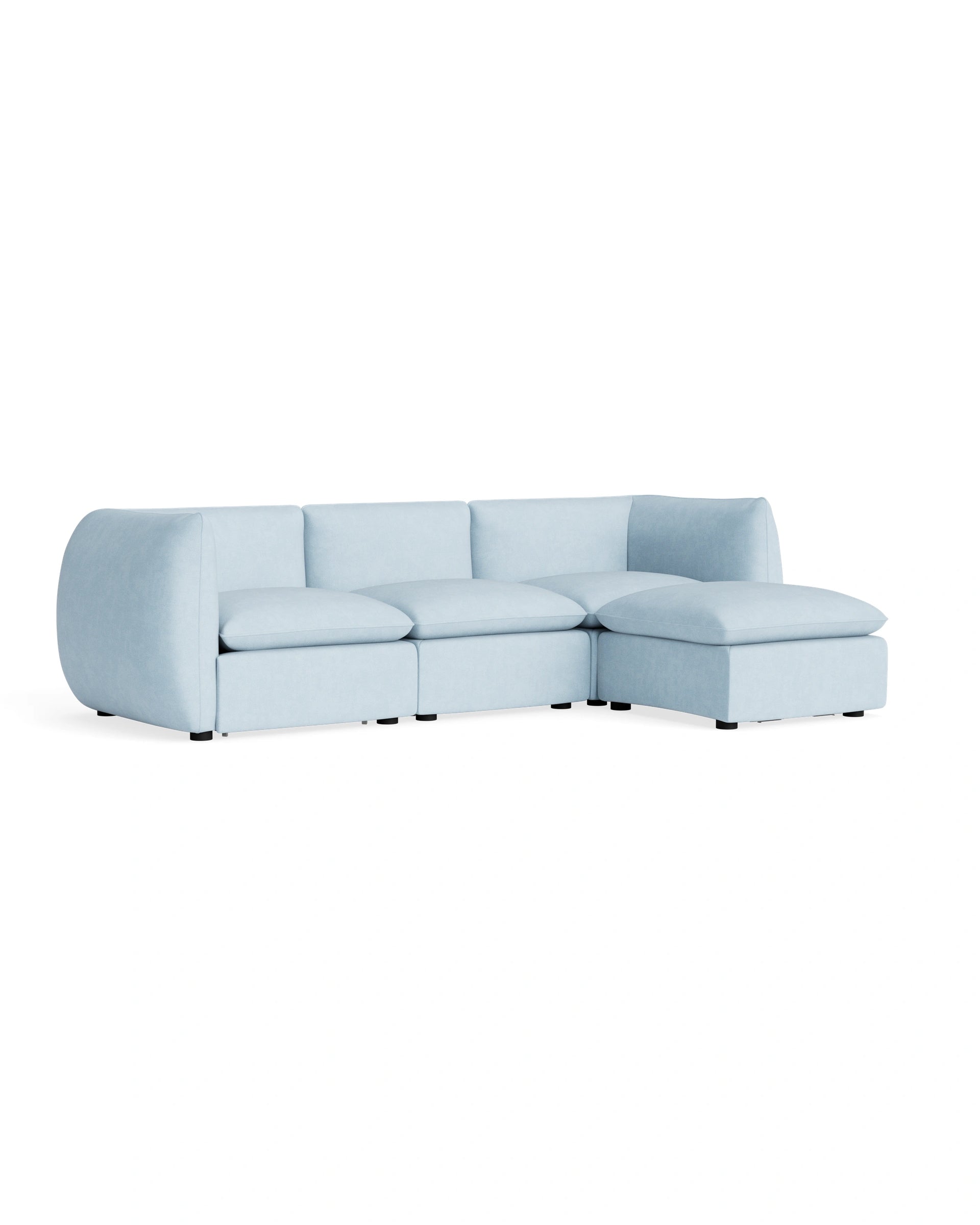 Muro 4 Seater Chaise Sofa - Fossil Powder Blue