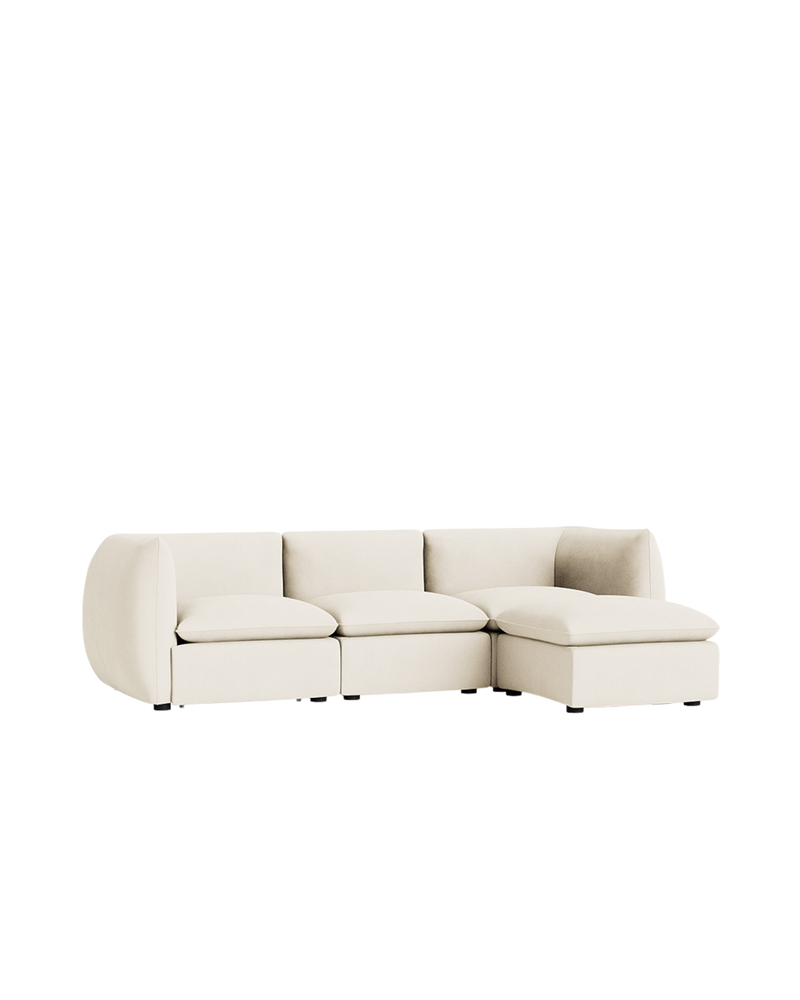 Muro 4 Seater Chaise Sofa - Corduroy Off White