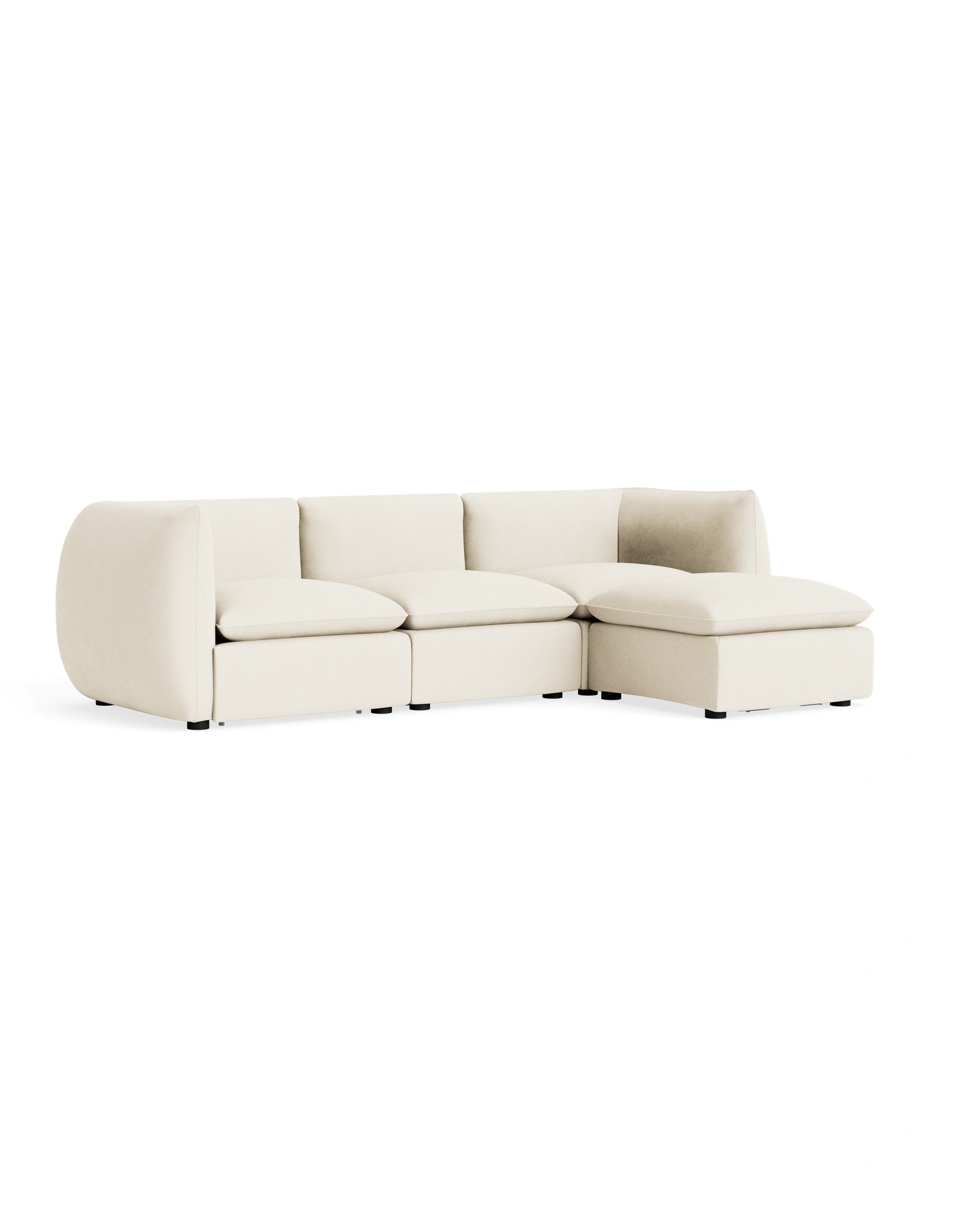 Muro 4 Seater Chaise Sofa - Corduroy Off White