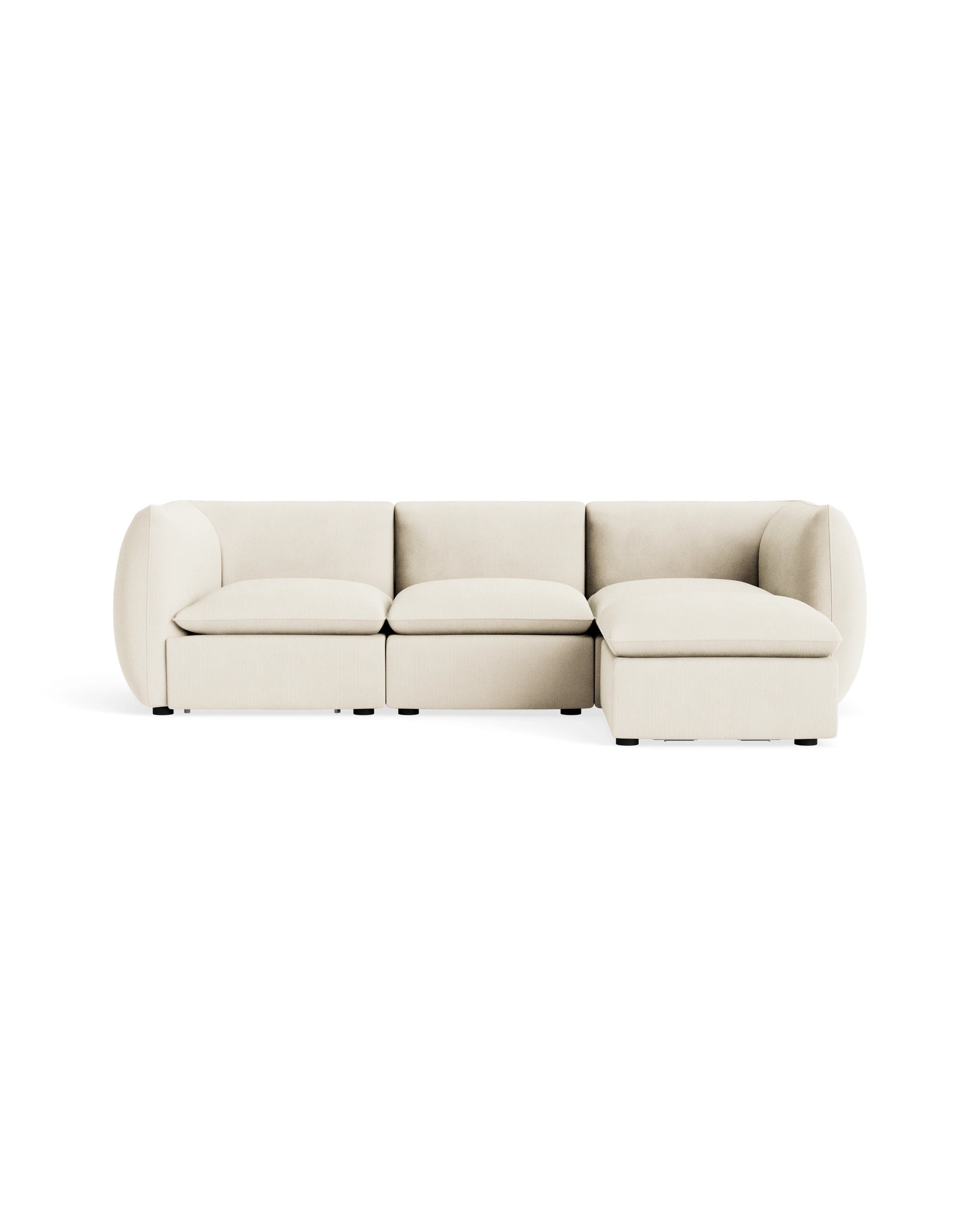 Muro 4 Seater Chaise Sofa - Corduroy Off White