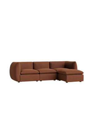 Muro 4 Seater Chaise Sofa - Corduroy Cocoa