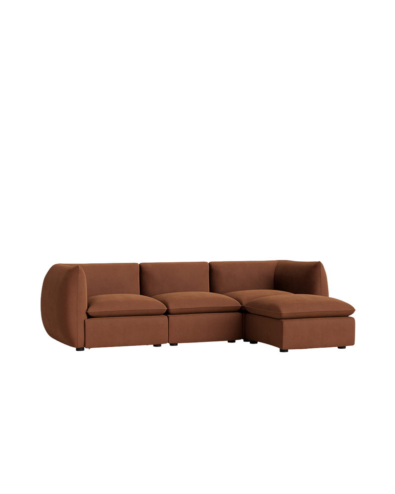 Muro 4 Seater Chaise Sofa - Corduroy Cocoa