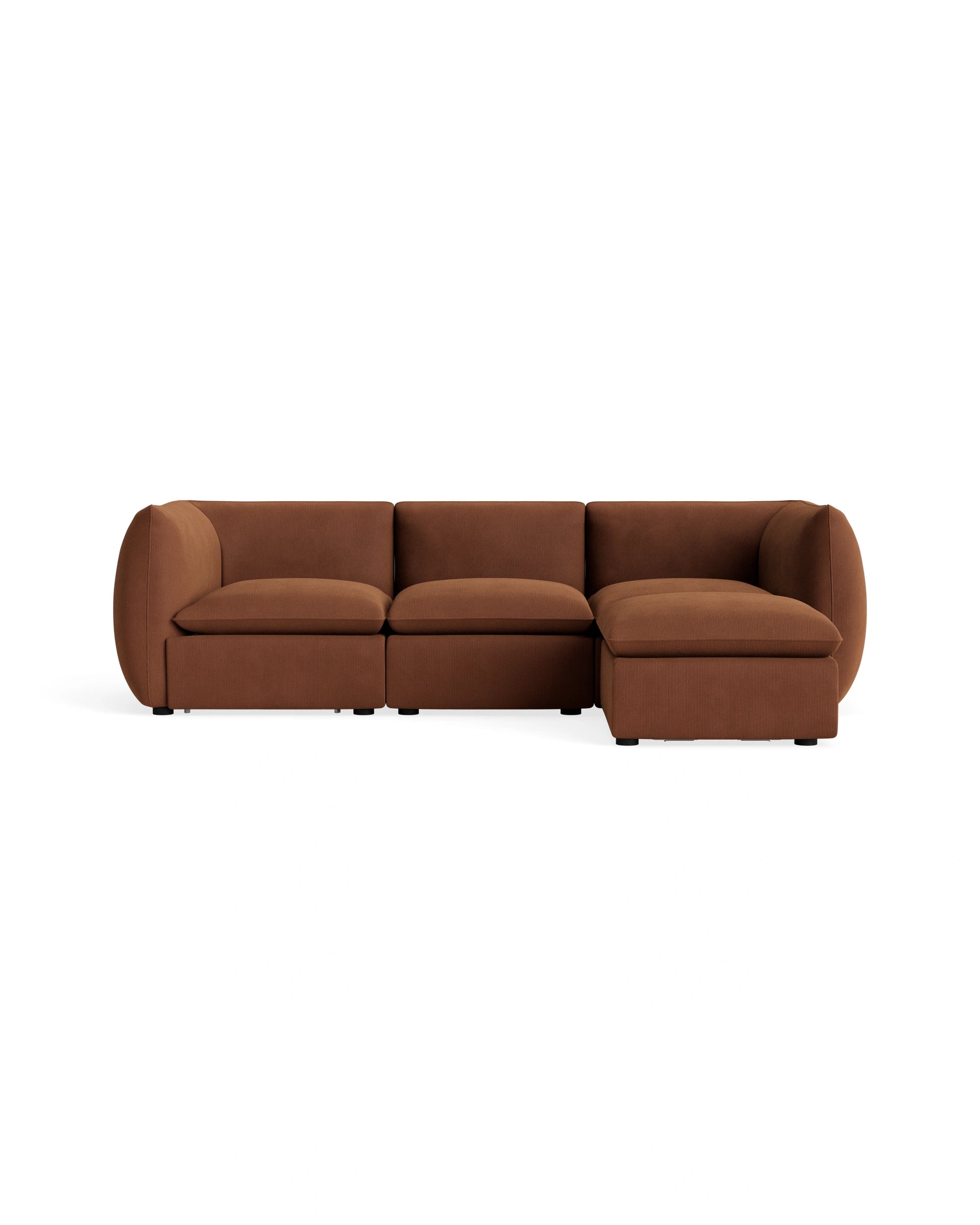 Muro 4 Seater Chaise Sofa - Corduroy Cocoa