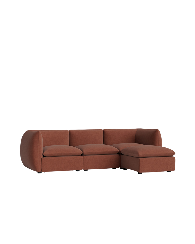 Muro 4 Seater Chaise Sofa - Silas Cherry