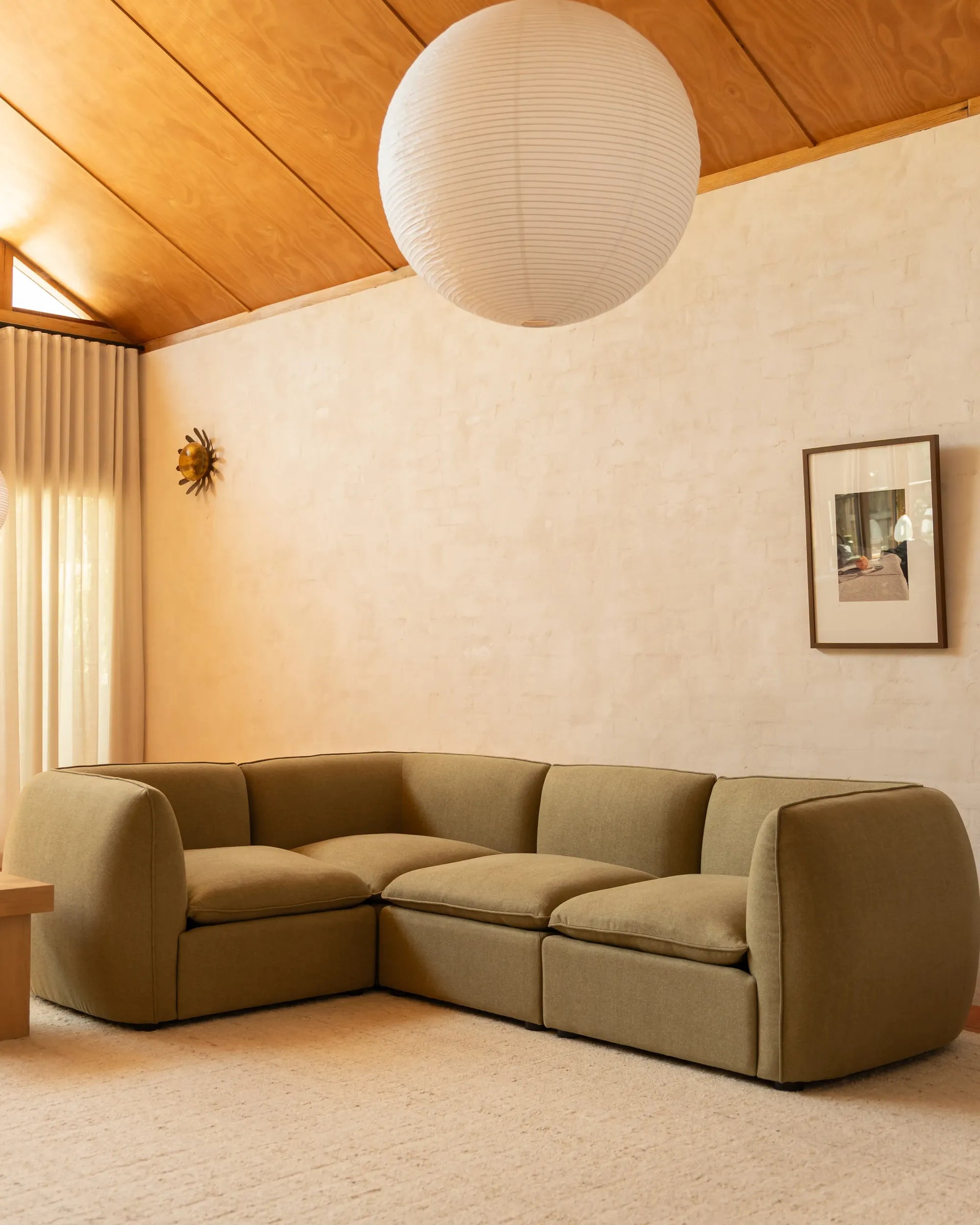 Muro Closed Chaise Sofa - Fossil Eucalyptus