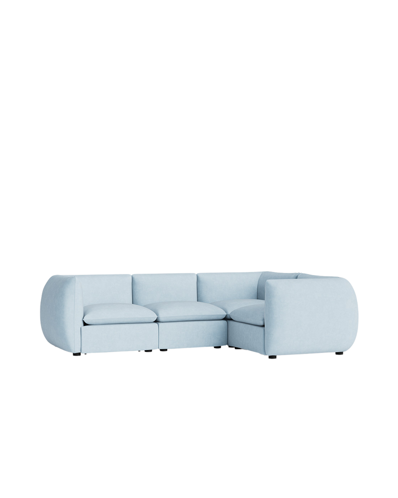 Muro Closed Chaise Sofa - Fossil Powder Blue