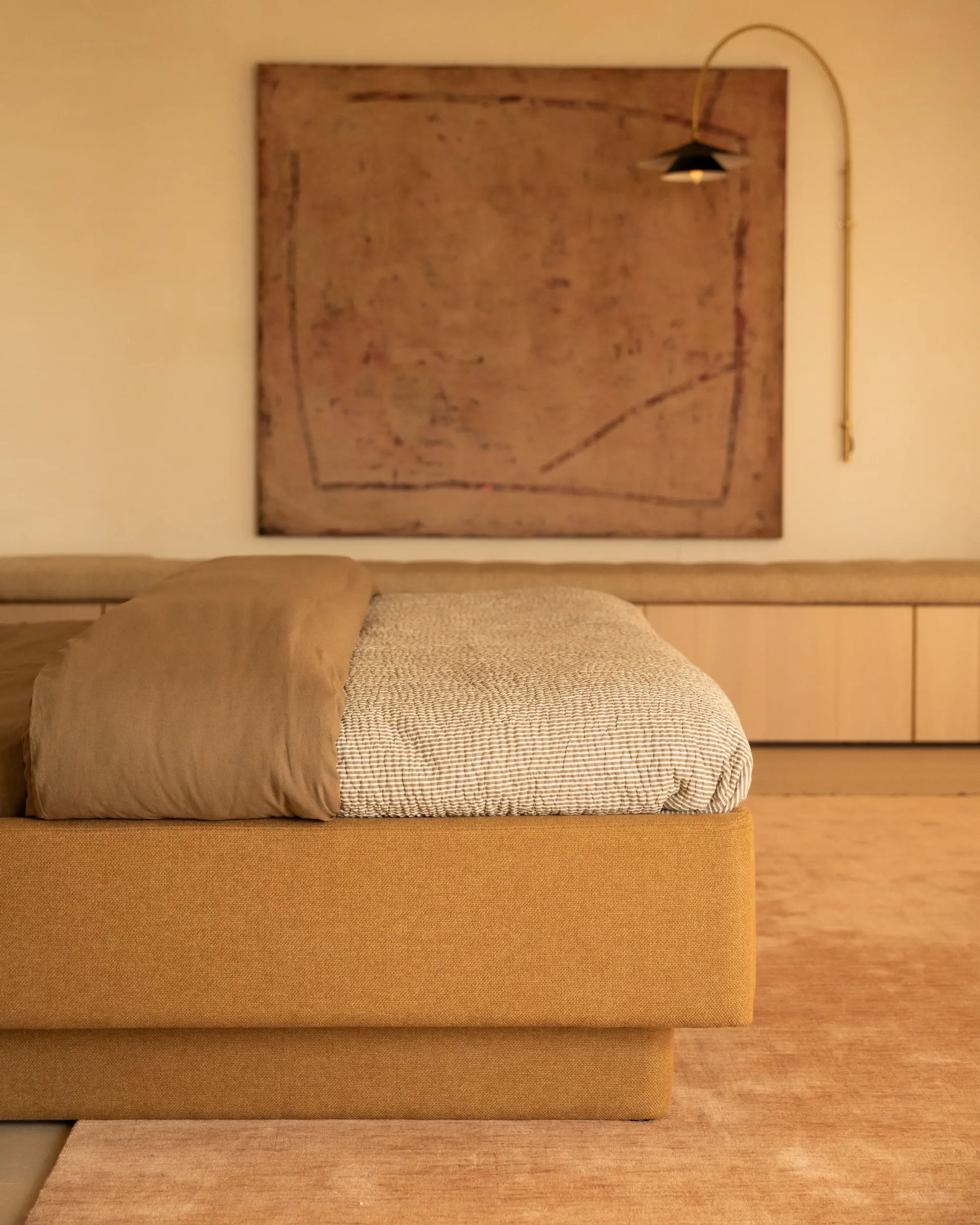 Hiatus Queen Bed Base - Fossil Fawn