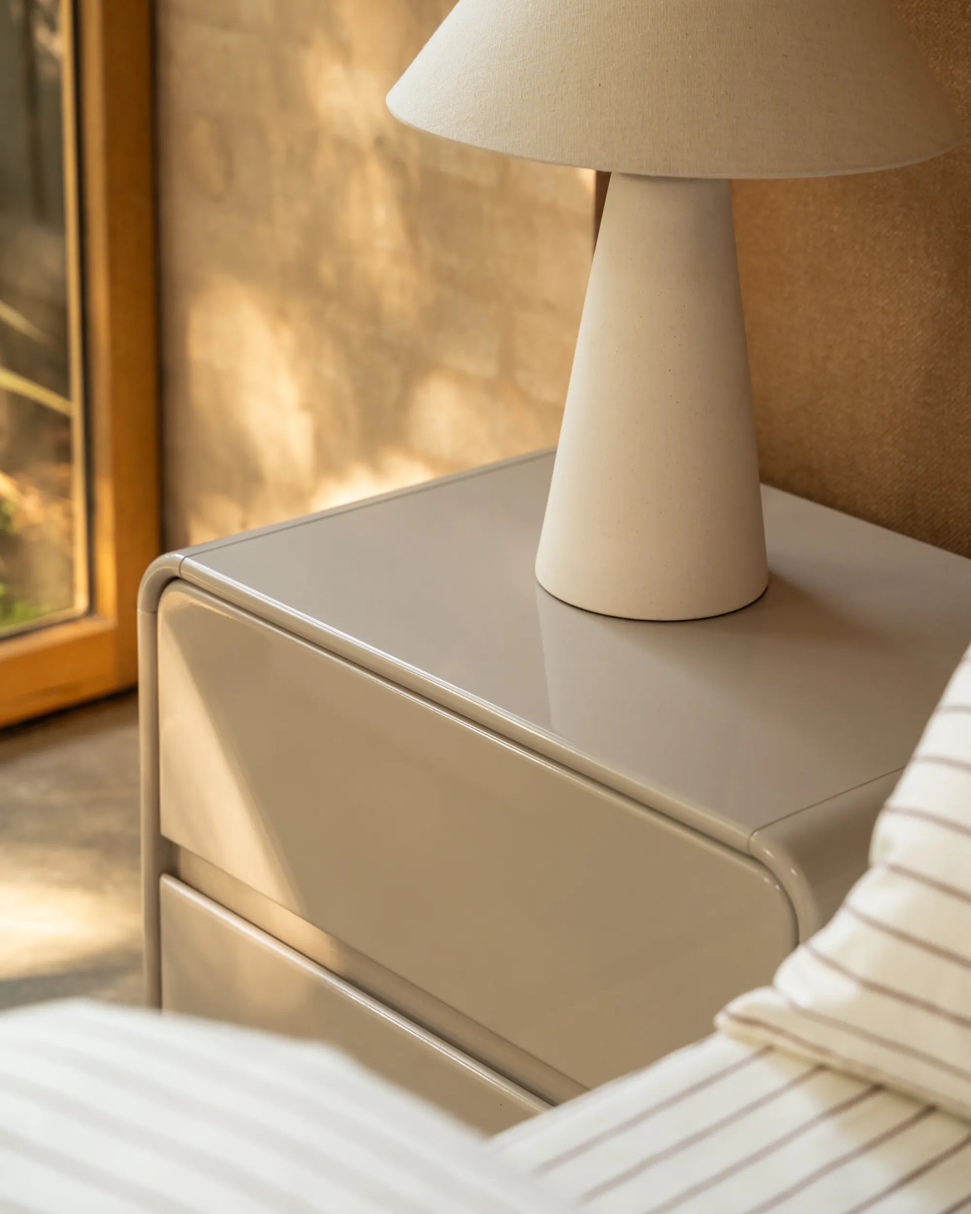 Sora Bedside Table - Almond