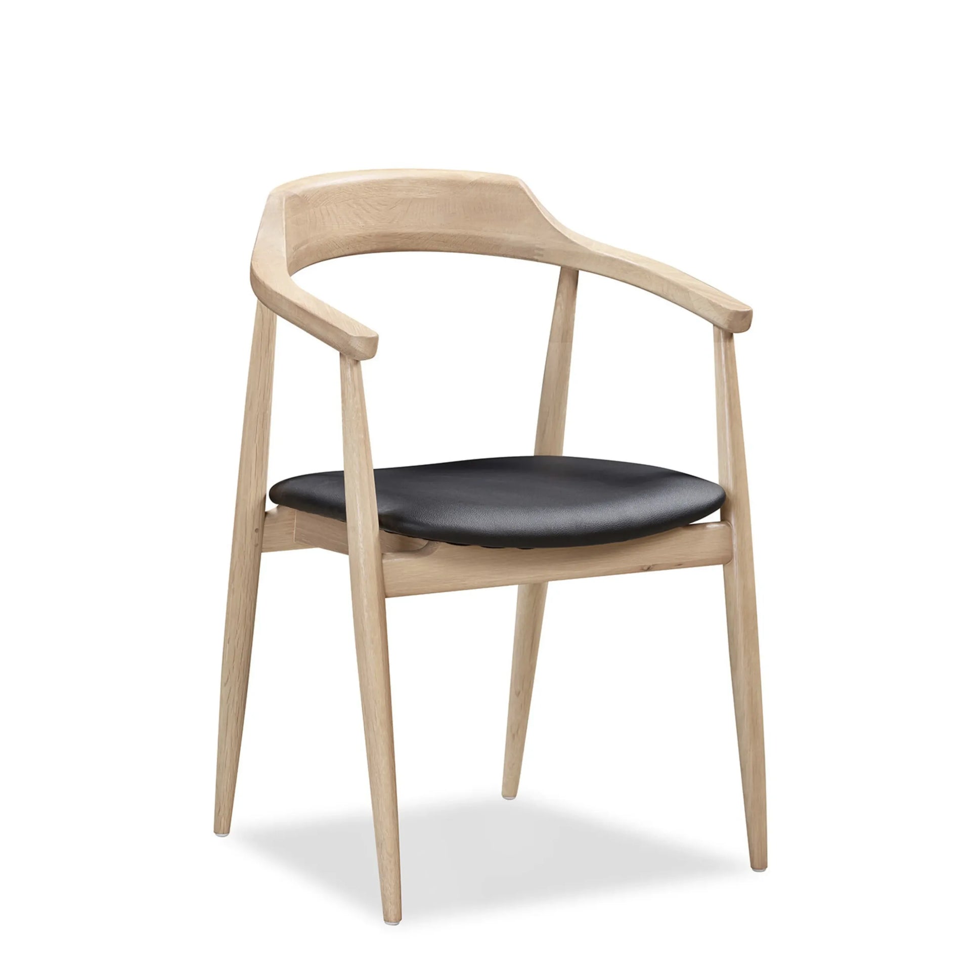 Profile Dining Chair - Oak / Black Leather
