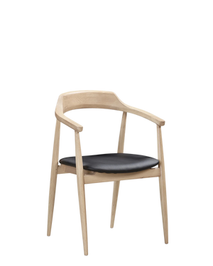 Profile Dining Chair - Oak / Black Leather