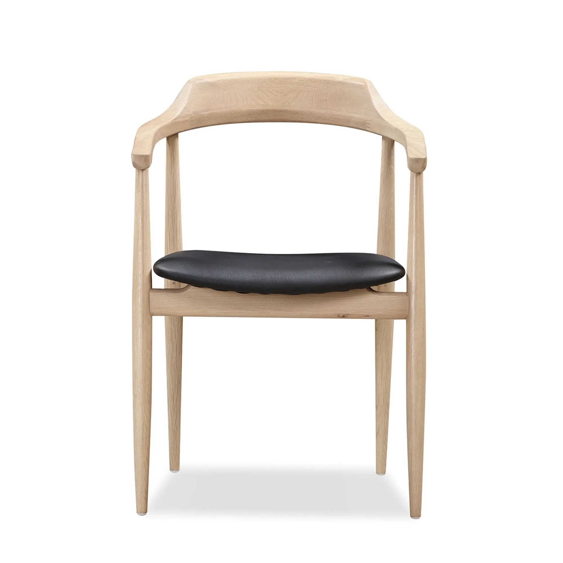 Profile Dining Chair - Oak / Black Leather