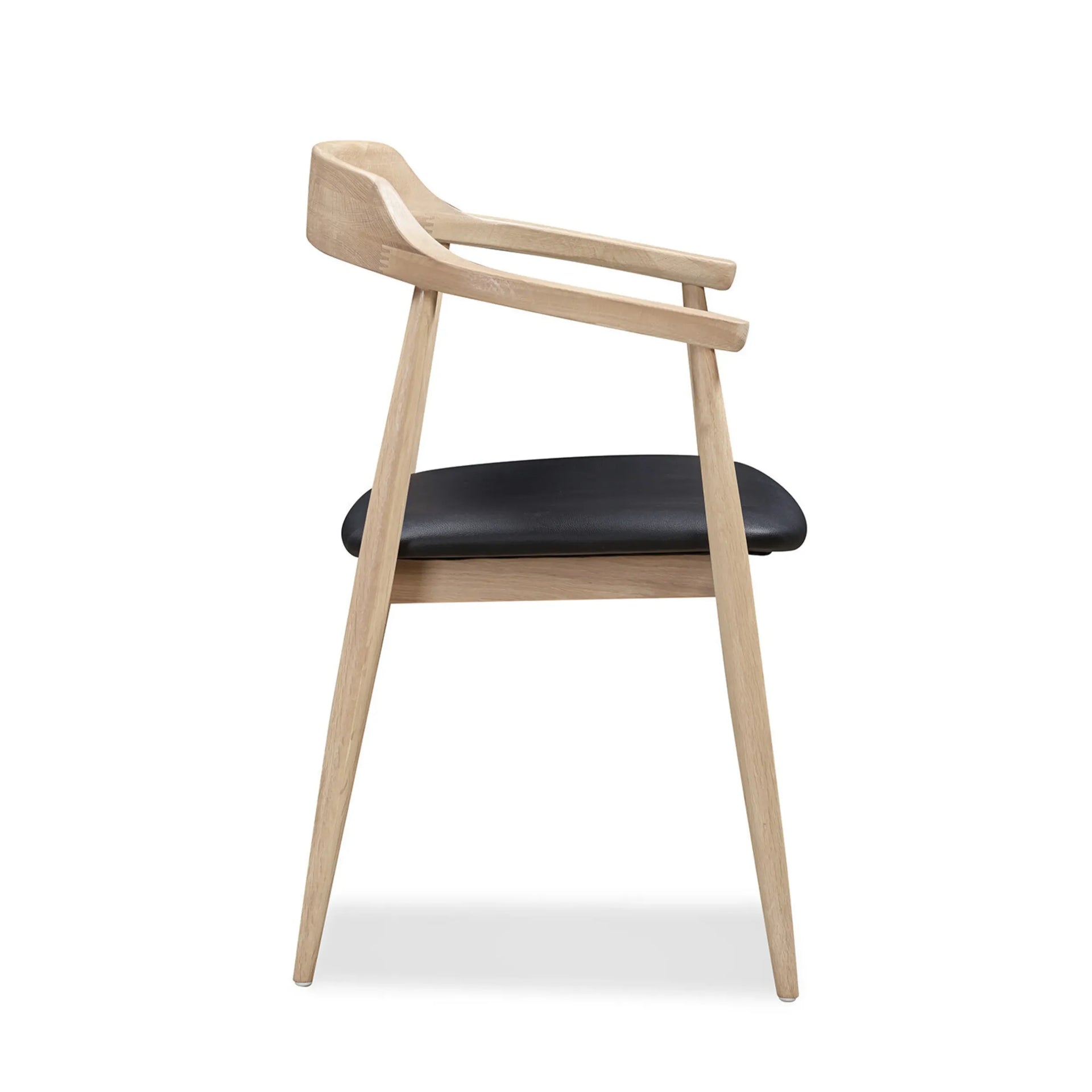 Profile Dining Chair - Oak / Black Leather