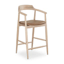 Profile Bar Stool 65cm - Oak / Tan Vegan leather