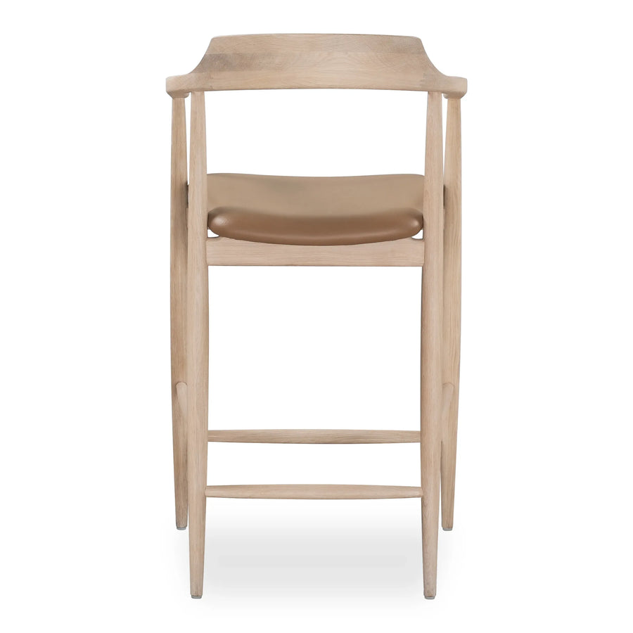Profile Bar Stool 65cm - Oak / Tan Leather