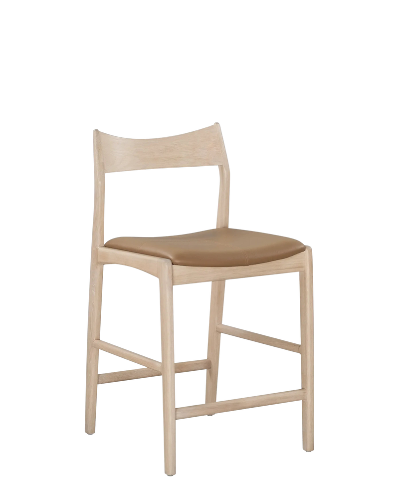 Eclipse Bar Stool 65cm - Oak / Tan Vegan Leather