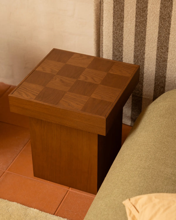 Check Side Table - Deep Oak