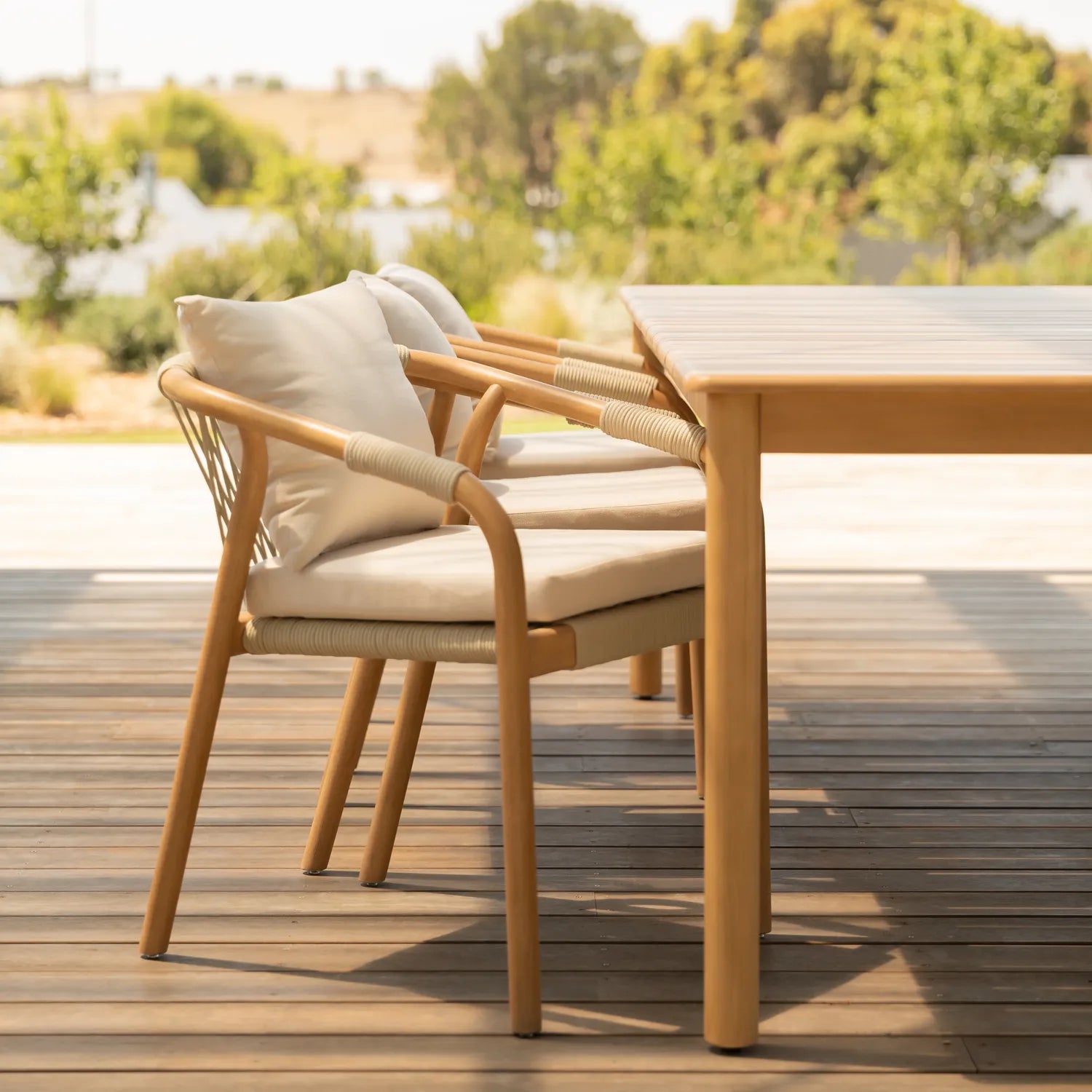 Buy Burnett Outdoor Dining Chair - Eucalyptus / Beige by RJ Living online - RJ Living