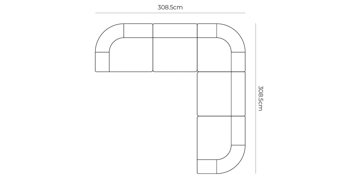 Berg Corner Sofa - Fleck Rust dimensions