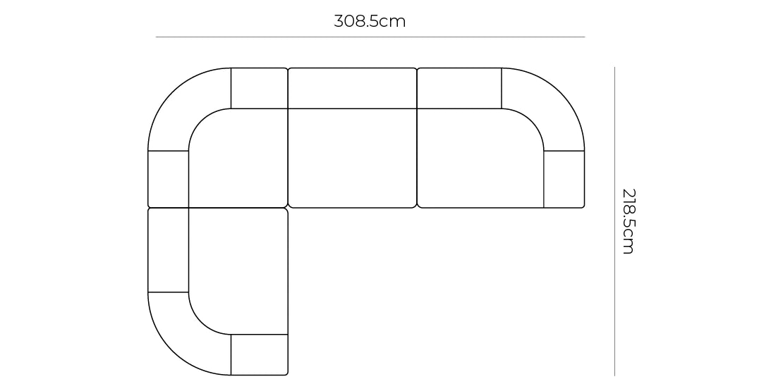 Berg LHF Closed Chaise Sofa - Fleck Rust dimensions