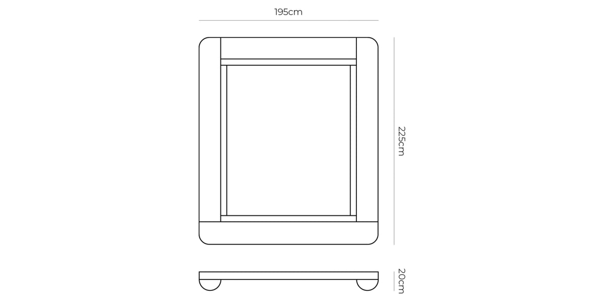 Bound Queen Bed Base -Deep Oak dimensions