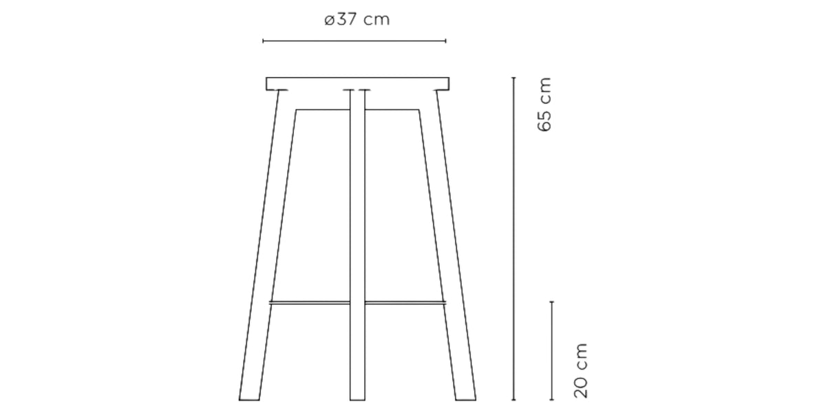 Hut Stool Mid - Oak/Black dimensions