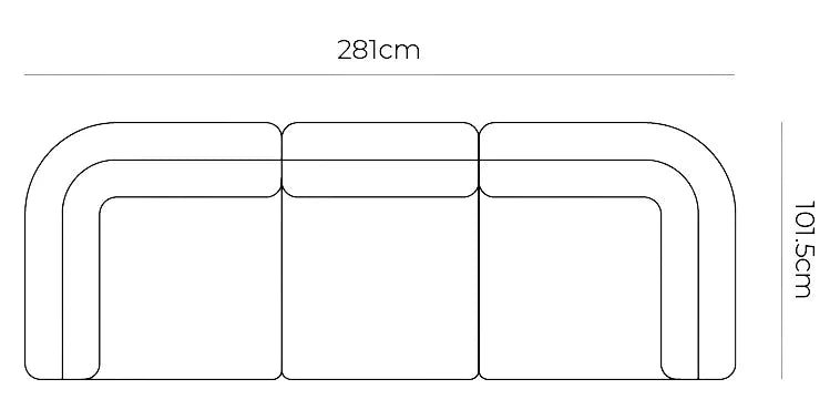 Muro 4 Seater Sofa - Fossil Chocolate dimensions