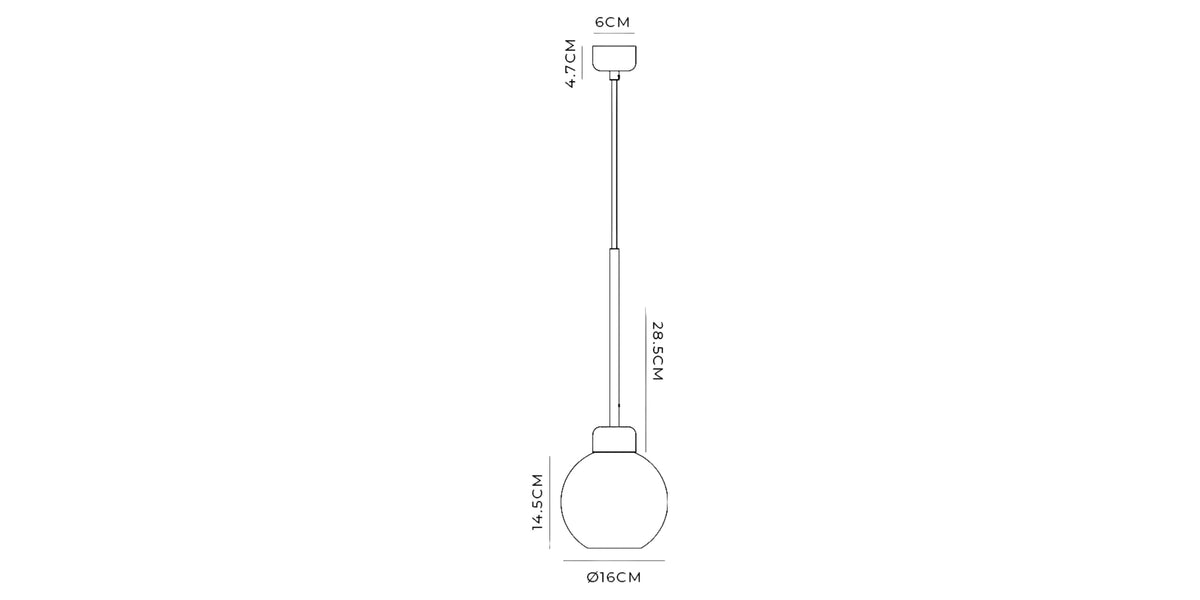 Parlour Lite Sphere Pendant - Black/Clear dimensions