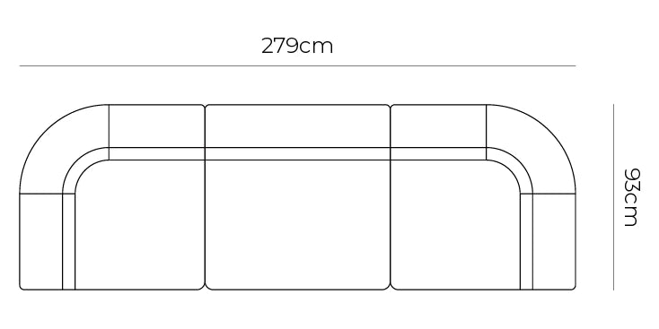 Stretch 4 Seater Sofa - Fleck Rust dimensions