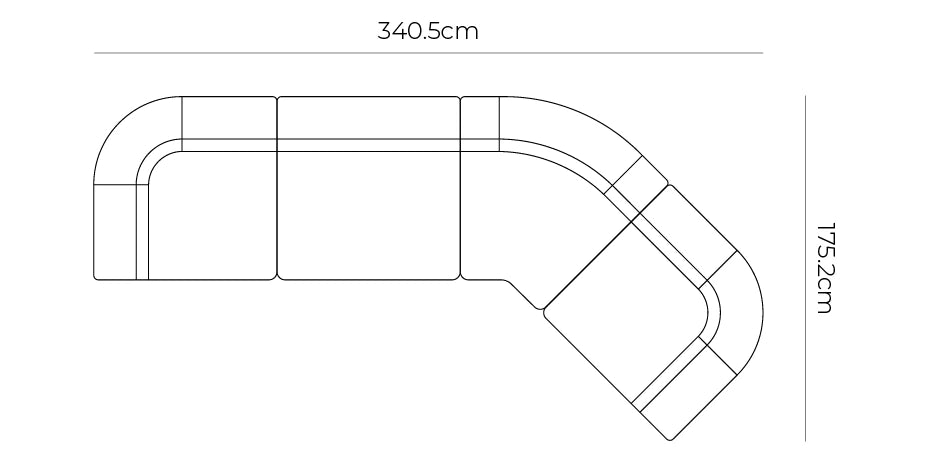 Stretch Closed Angle Sofa - Fleck Rust dimensions