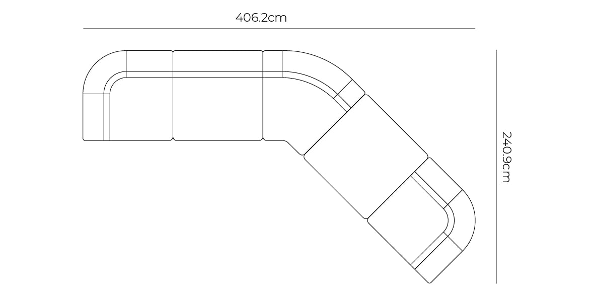 Stretch Large Angled Gap Sofa - Fleck Ginger dimensions