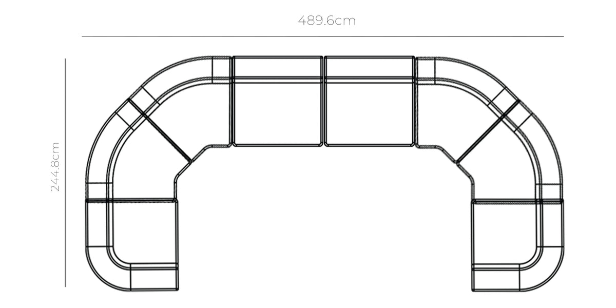 Stretch U Shape Modular Sofa - Fleck Rust dimensions
