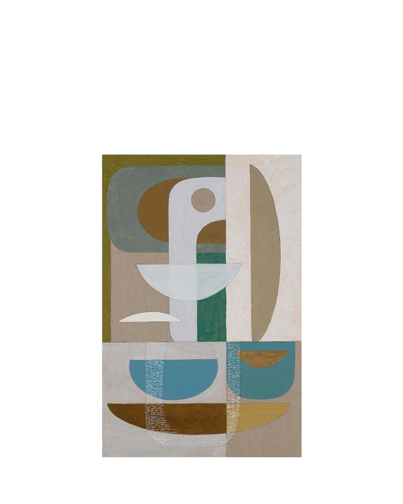 Stucco Glaucous Canvas Print 150cm x 100cm Oak Frame