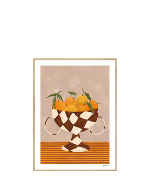Lemons & Oranges in Checkered Vase Print 21cm x 29.7cm (A4)