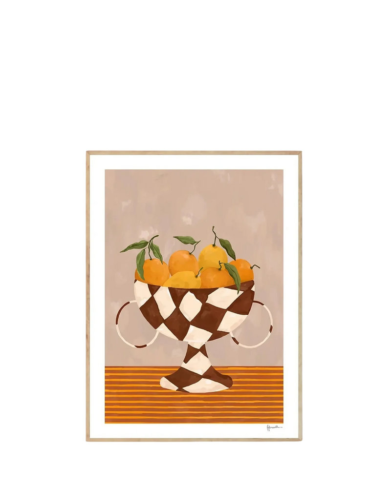 Lemons & Oranges in Checkered Vase Print 30cm x 40cm